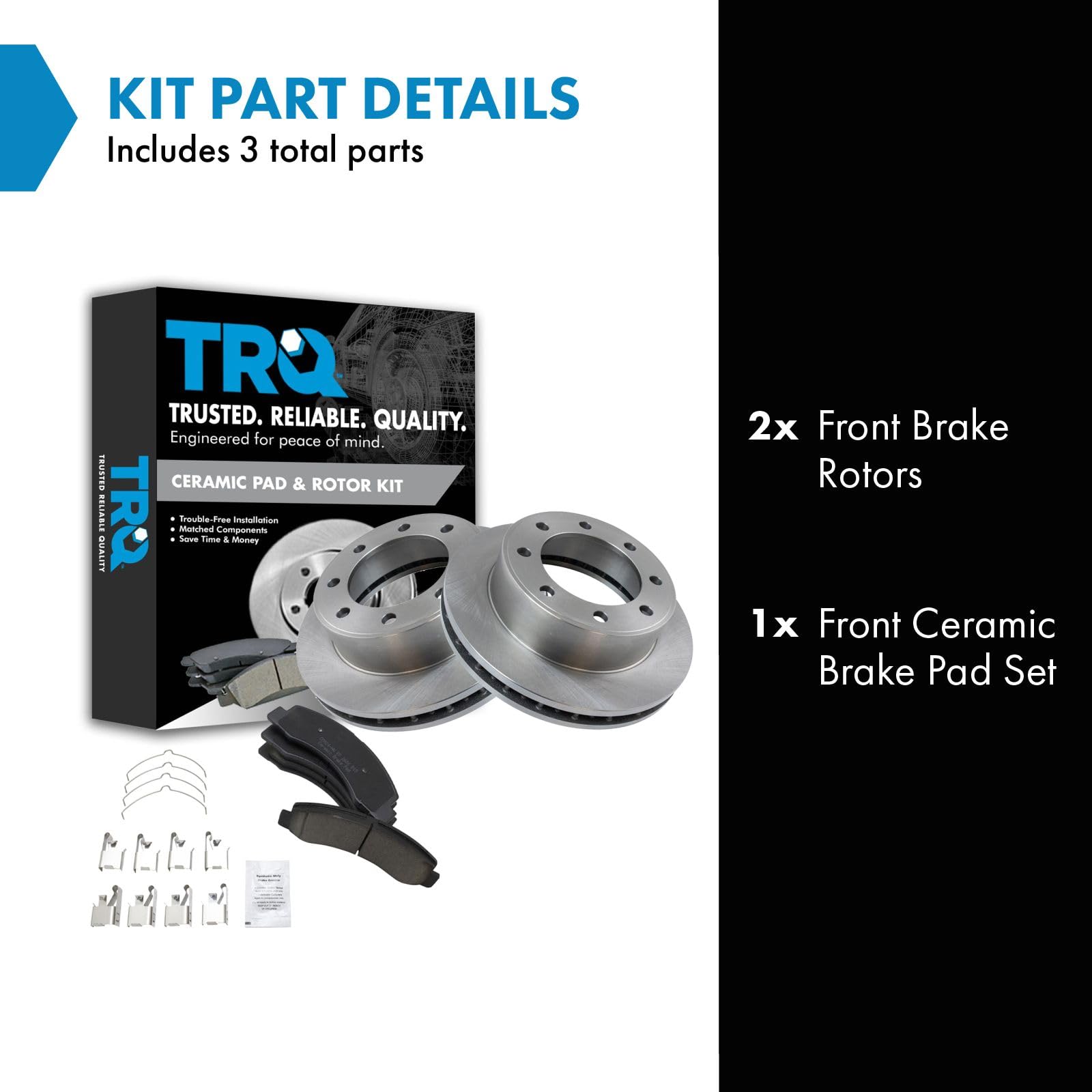 Trq Front Brake Pad & Rotor Kit Brake Pads Brake Rotor Ceramic Compatible With 2000-2005 Ford Excursion 2000-2004 F-250 Super Du
