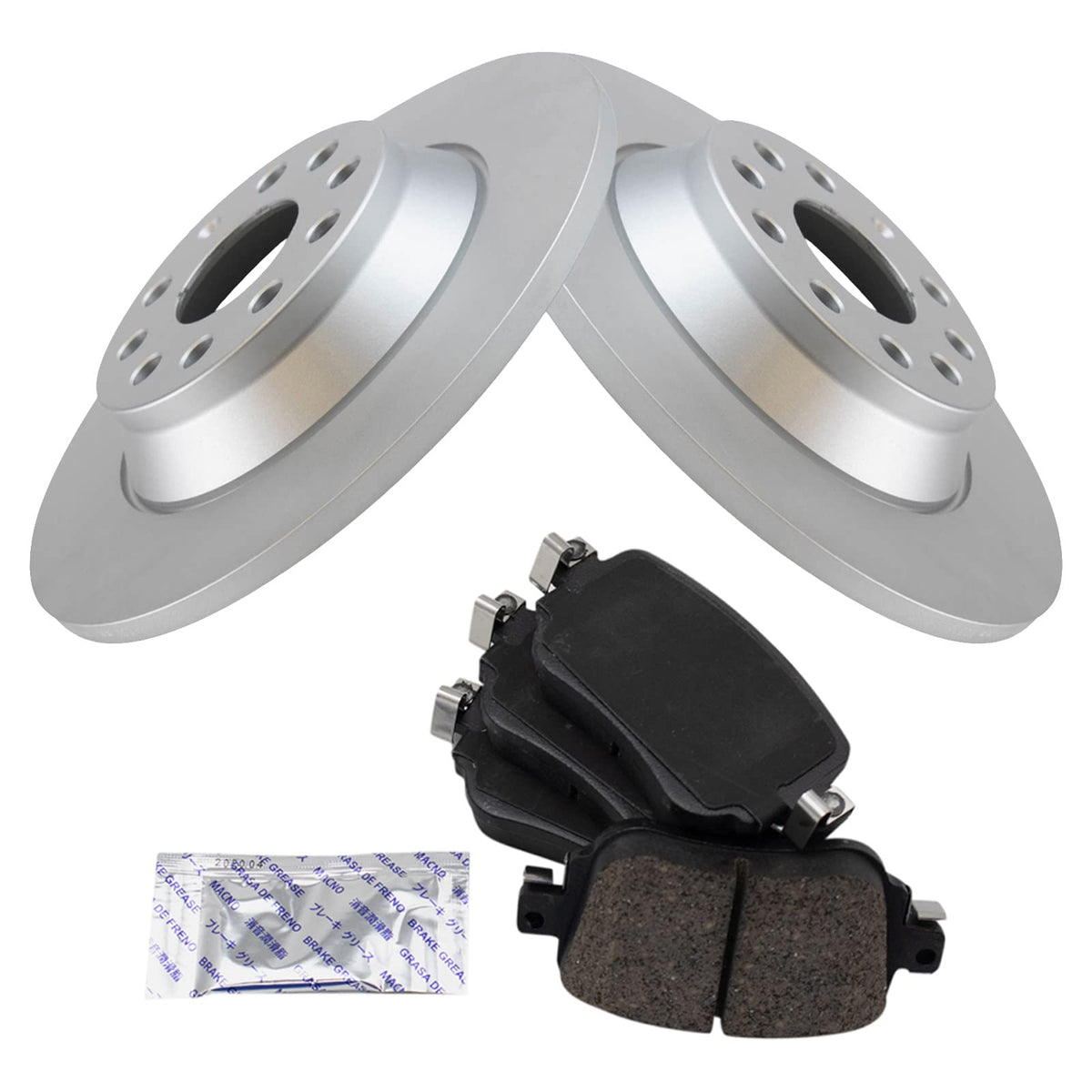 Trq Rear Brake Pad & Rotor Kit Brake Pads Brake Rotor Ceramic Premium G-Coated Compatible With 2016-2018 Audi Q3 Q3 Quattro