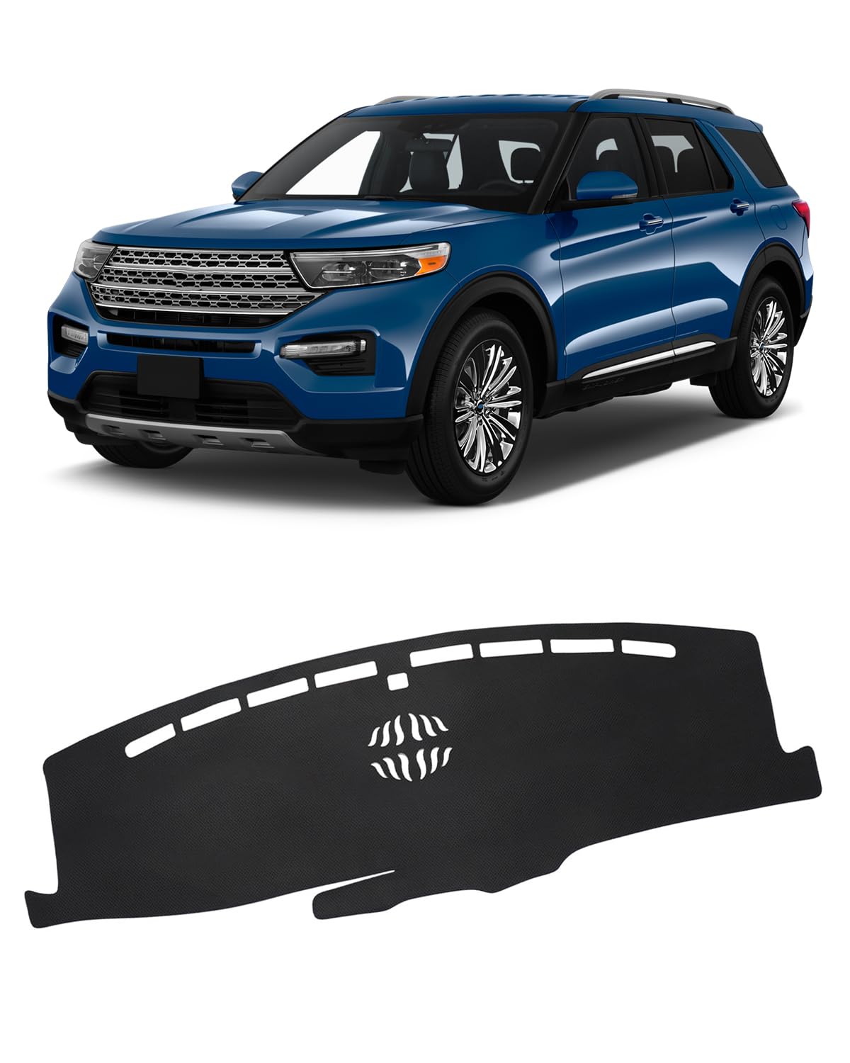 Fiilines Dash Cover For 2020-2025 Ford Explorer, Dashboard Mat Cover Sunshade Nonslip Mesh Protector No Glare Black