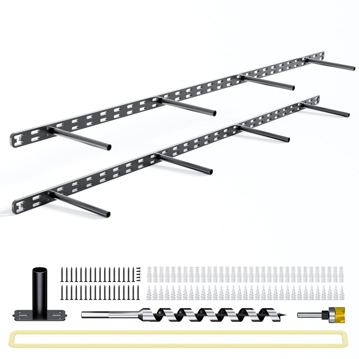 2Pcs Floating Shelf Bracket Heavy Duty,Decorative Floating Shelf Hardware Hidden Black Metal Fireplace Mantel Brackets (43'X8'X1.0' With Tools)