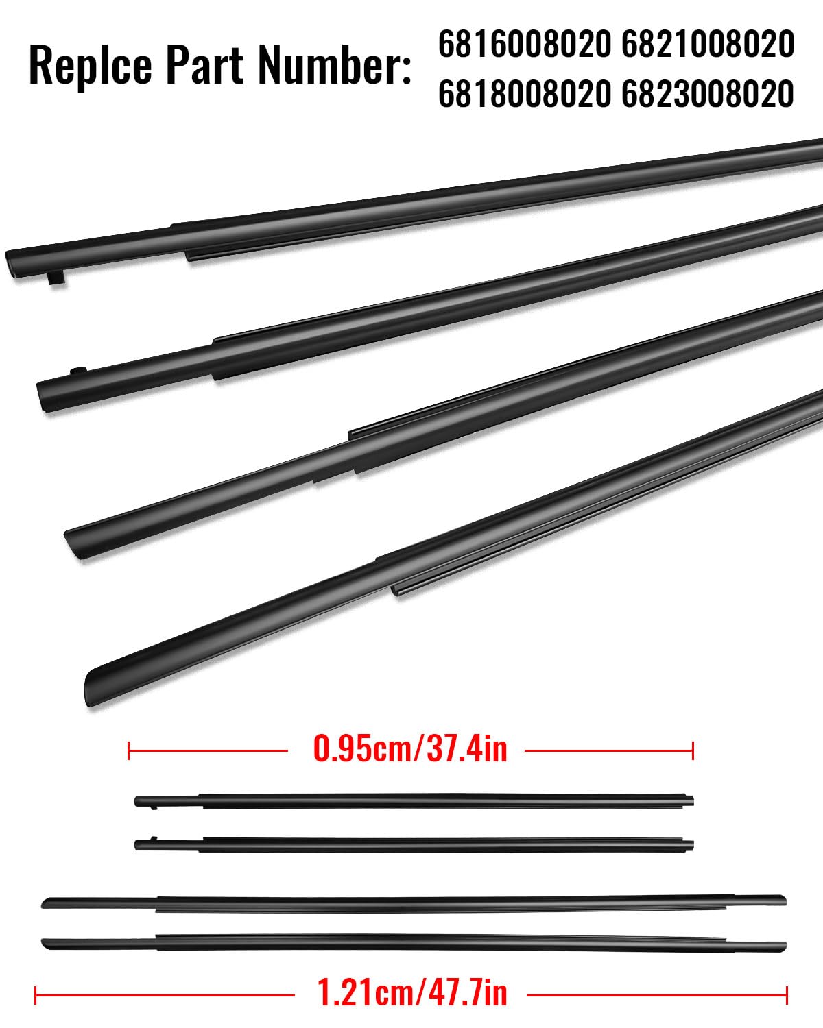 Weatherstrip Window Moulding Trim Seal Belt Fit For Toyota Sienna 2011-2020 Replace 6816008020 6818008020 6821008020 6823008020