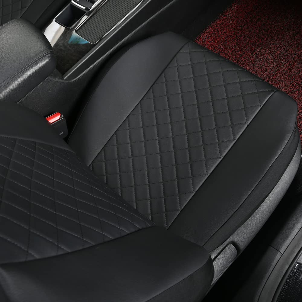 GIANT PANDA Front Seat Covers for Bucket Seats, Faux Leather Seat Covers Universal for Most Cars SUV and Mini Van (Black)