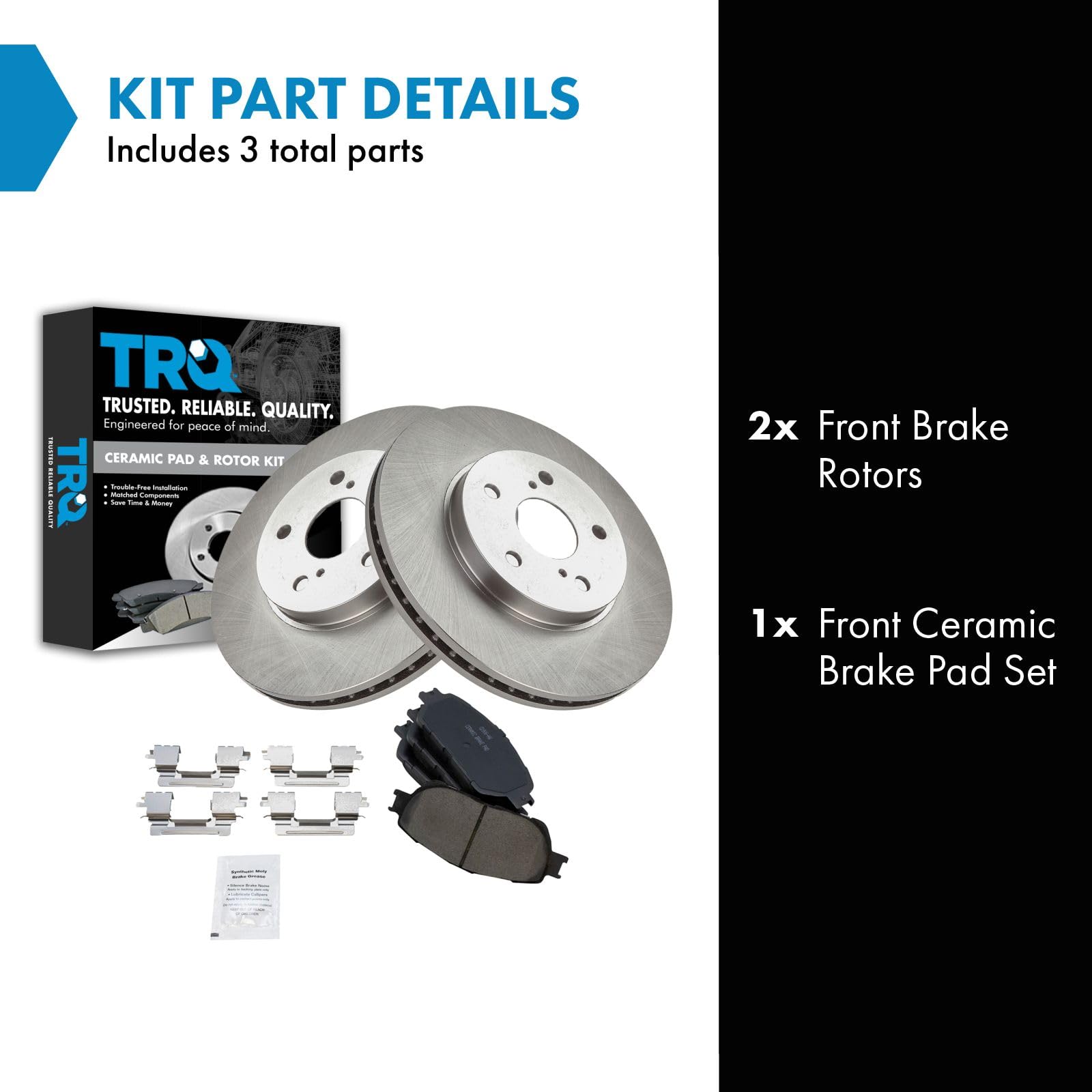 Trq Front Brake Pad & Rotor Kit Brake Pads Brake Rotor Ceramic Compatible With 2002-2003 Lexus Es300 2004-2006 Es330 2005-2007 T