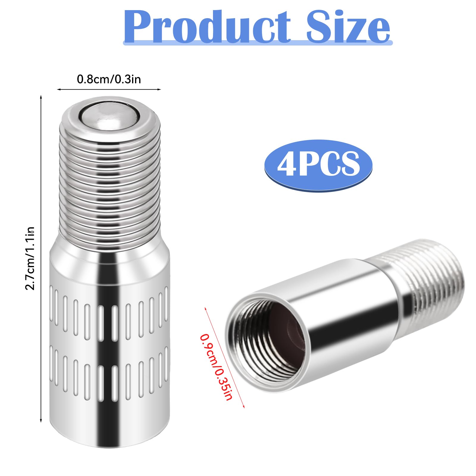 4 Pcs Valve Caps Stem Extension 27mm Tire Valve Extenders Brass Tire Stem Extension Wheel Tire Cap Extender Adapter for Car Moto