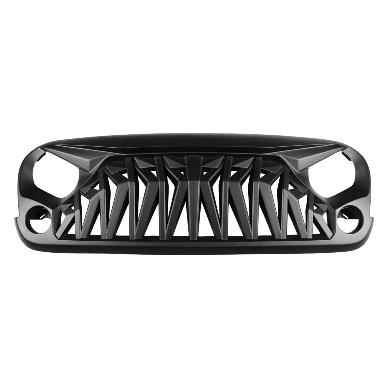 Allinoneparts Matte Black Front Grill, Shark Grille Compatible With 2007-2018 Jeep Wrangler Rubicon Sahara Sport Jk Jku