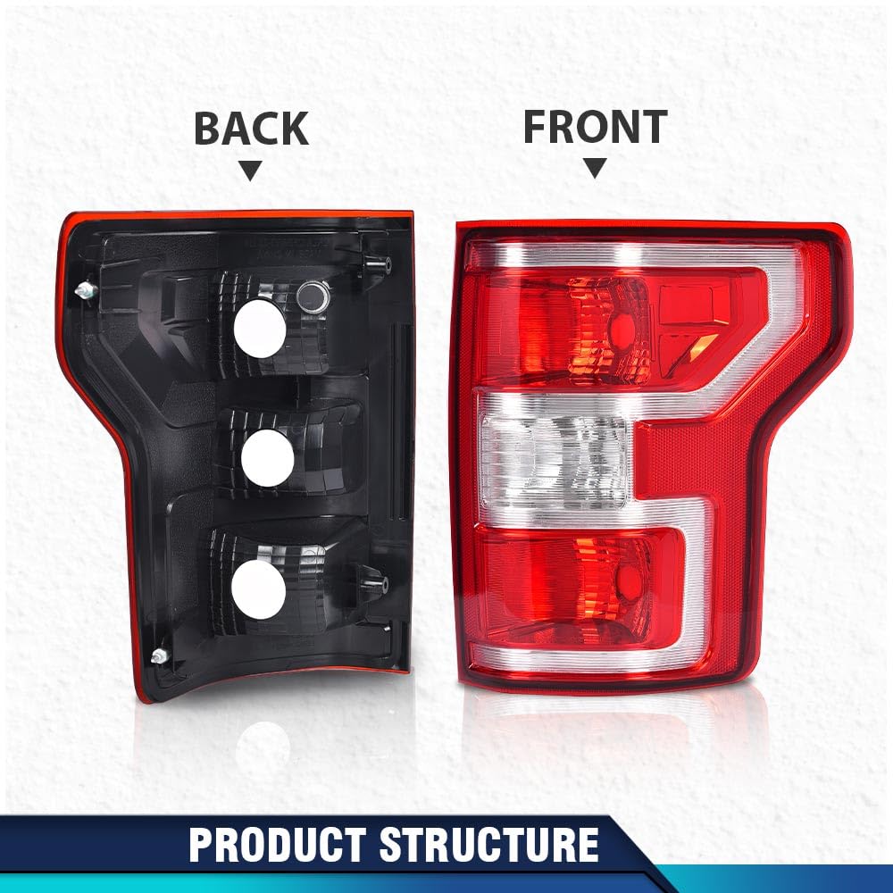 Pit66 Rear Tail Lamp Light W/O Bulbs & Wiring Harness Compatible With Ford F150 2018-2020 Jl3Z13405H, Jl3Z13404H, Fo2800265, Fo2