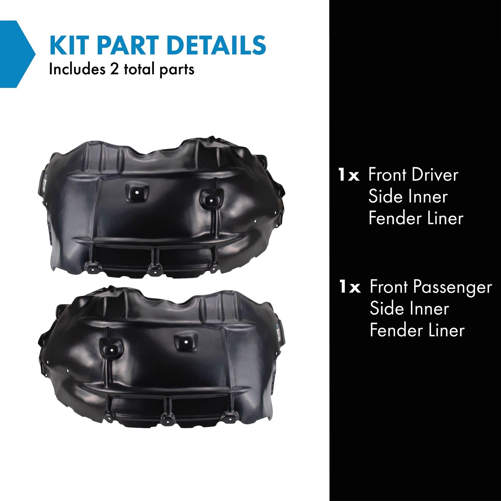 Trq Front Inner Fender Liner Set Compatible With 2021-2022 Chevrolet Colorado Gm1248319 Gm1249319