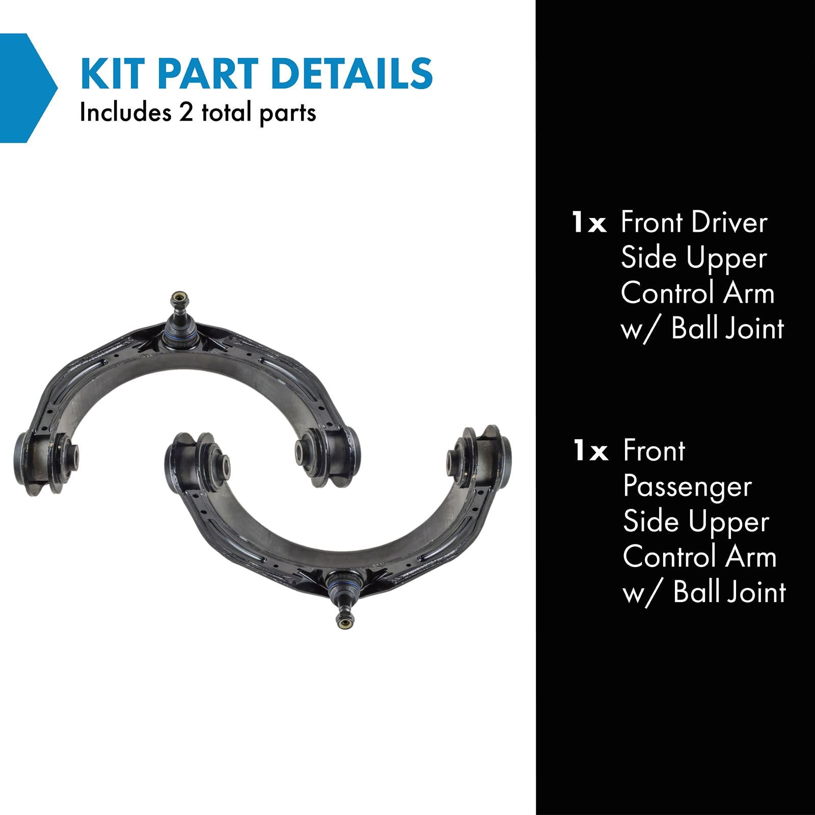 Trq Front Upper Control Arm With Ball Joint Set - Compatible With 2006-2008, 2011-2013 Dodge Ram 1500, 2006-2010 Ram 2500, 3500