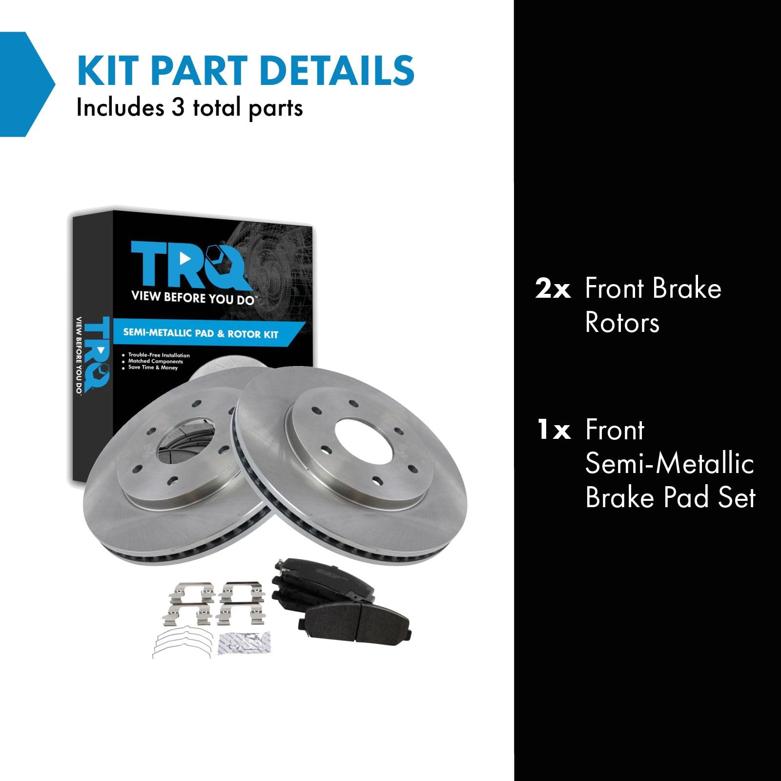 Trq Front Brake Pad & Rotor Kit Brake Pads Brake Rotor Semi-Metallic Compatible With 2005 Infiniti Qx56