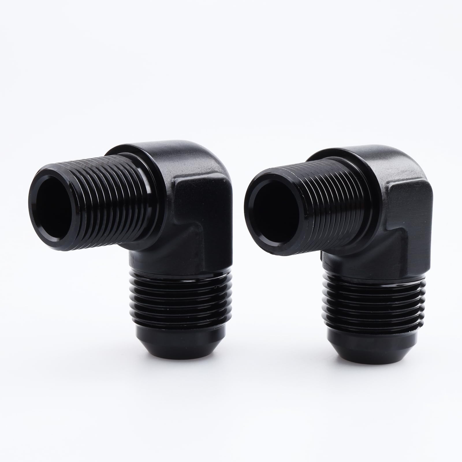 Ac Performance 90 Degree Elbow -12 An Male To 1/2'' Npt Male Fitting Adapter Connector Aluminum Black, Pack Of 2