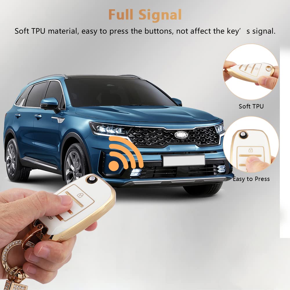 Pifoog For Kia Key Fob Cover Bling Keychain Women Girly Tpu Car Keys Shell Case Protector 4 - Button Full Covers For Kia Sorento