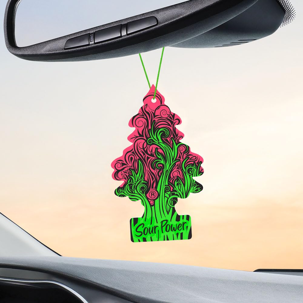 LITTLE TREES Sour Power Air Fresheners - 24 Hanging Car Air Fresheners, 4 Count (Pack of 6) for Long Lasting Scent in Auto or Home