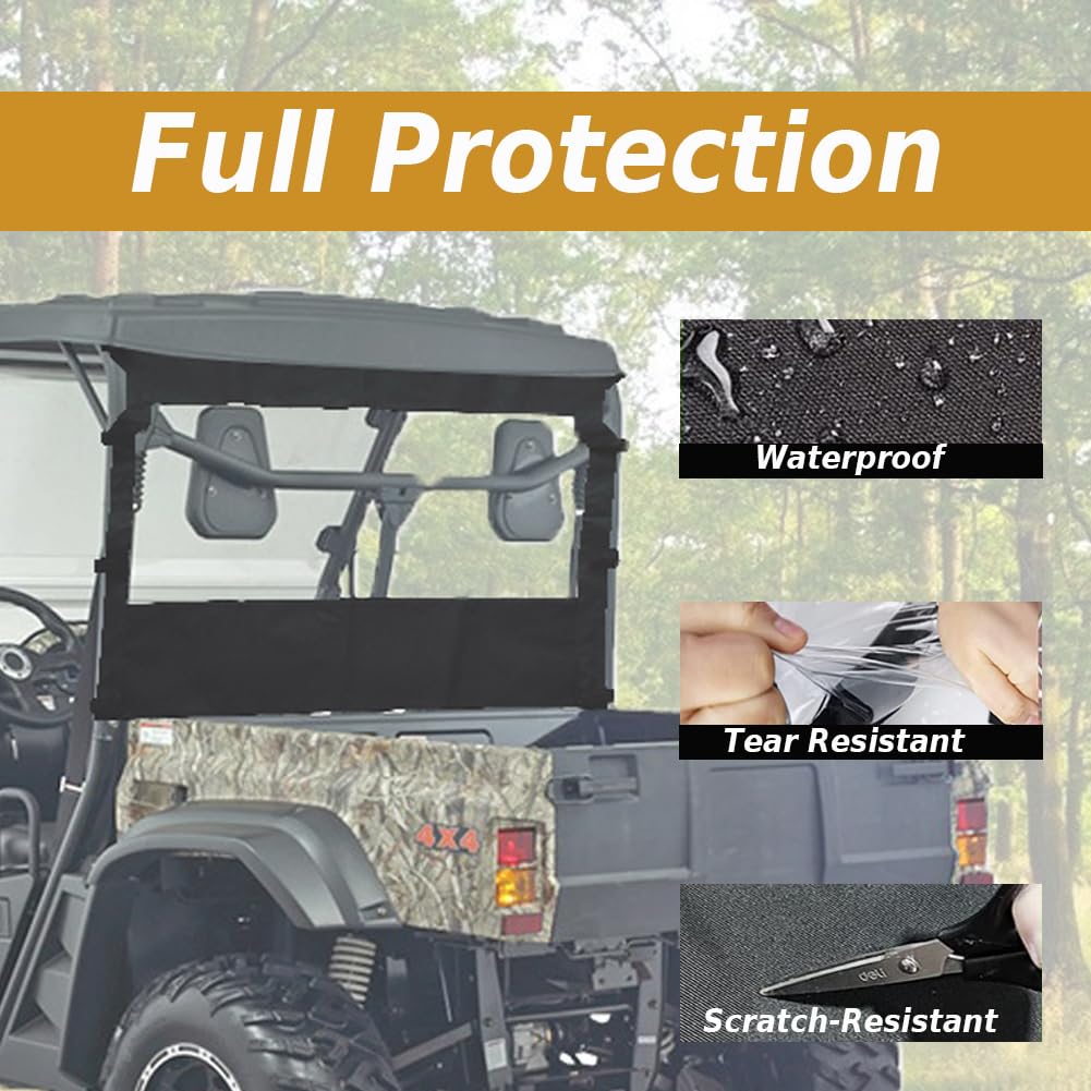 YONQIFON UTV Rear Windshield Soft Windscreen Back Window with Zipper Open Rear Window Compatible with Hisun 500 700 Axis 500 700