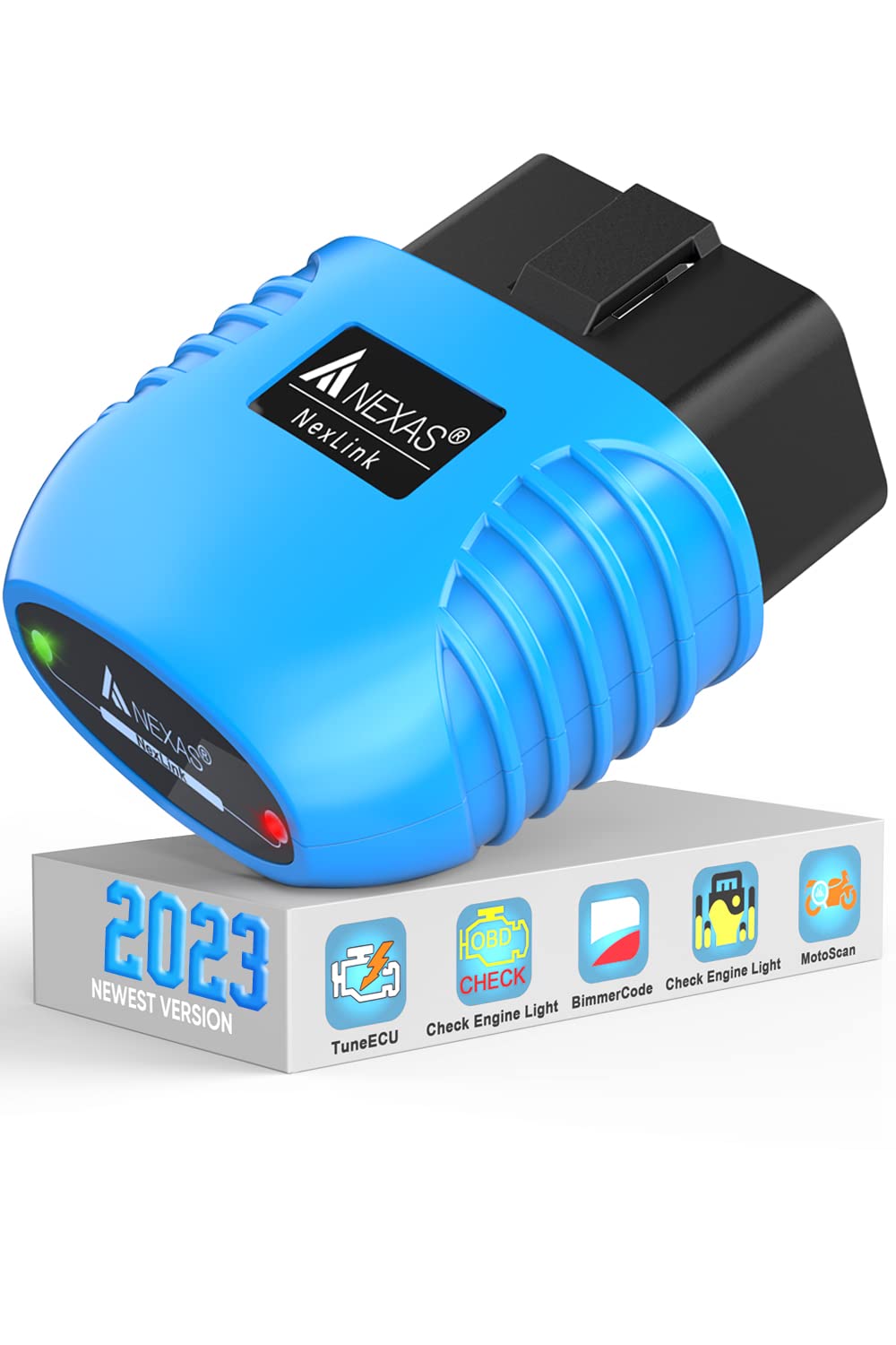 NEXAS NexLink Bluetooth 5.0 OBD2 Scanner Wireless Compatible with Third-Party APPs Motorcycle Universal Car Code Reader Check En