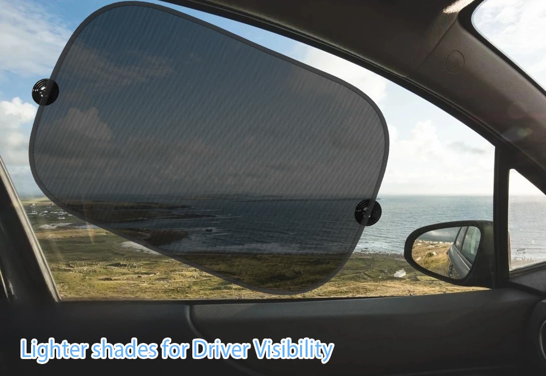 Car Window Shade for Baby (20x12), 2 Pack See-Through Car Window Shades, Car Sun Shade Baby with Suction Cups, Complete Kids