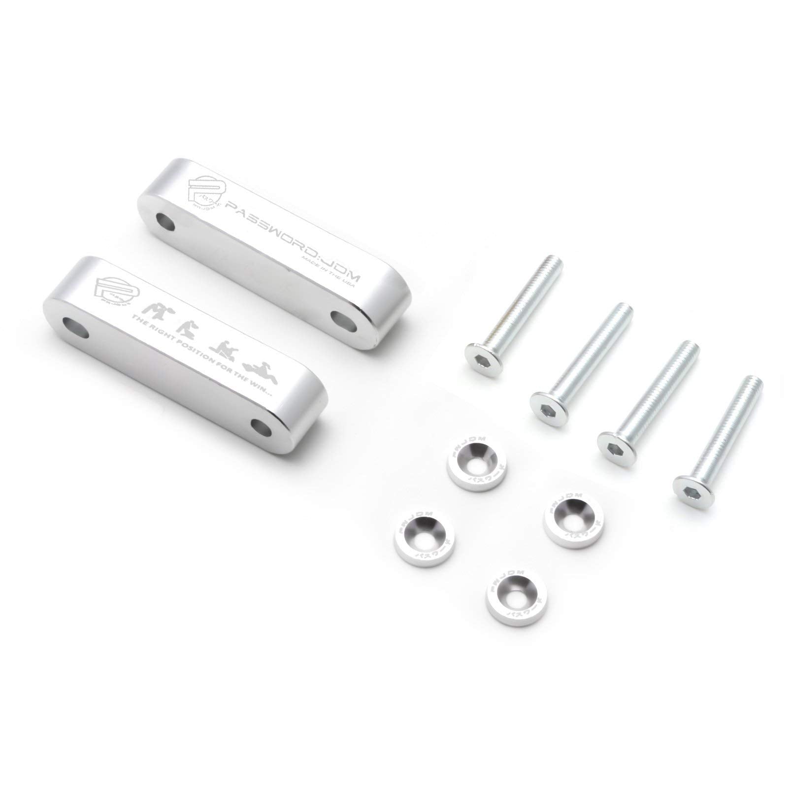 Xotic Tech Jdm Hood Spacer Hood Riser 3/4'' Replacement Front Hood Vent Space Riser Spacer Anodized Silver Aluminum Alloy Billet