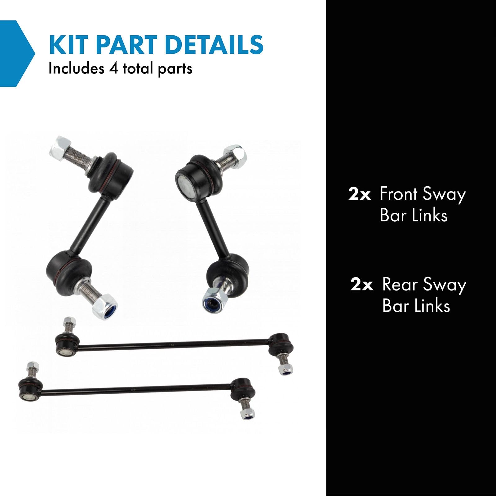 Trq Front & Rear Sway Bar Stabilizer Link Set Compatible With 2013-2018 Hyundai Santa Fe Santa Fe Sport 2014-2015 Kia Sorento