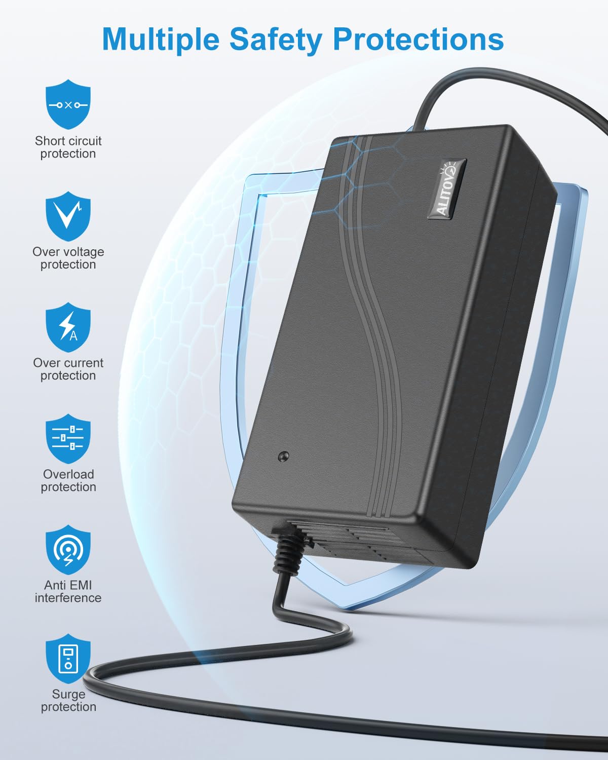 Alitove 110V To 12V Converter 15A 180W Ac To Dc Adapter 12 Volt Cigarette Lighter Adapter To Wall Plug For Car Refrigerator Tire