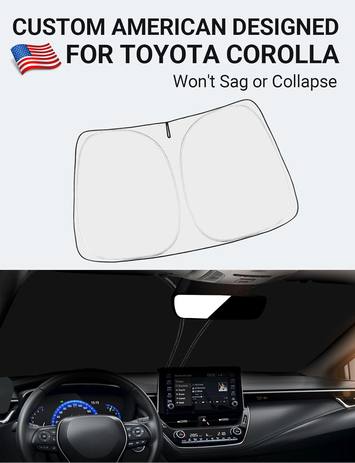 Proadsy Front Windshield Sun Shade Foldable Sunshade Protector Custom Fit 2014-2019 Corolla L LS LE ECO XLE SE XSE Sedan Accesso