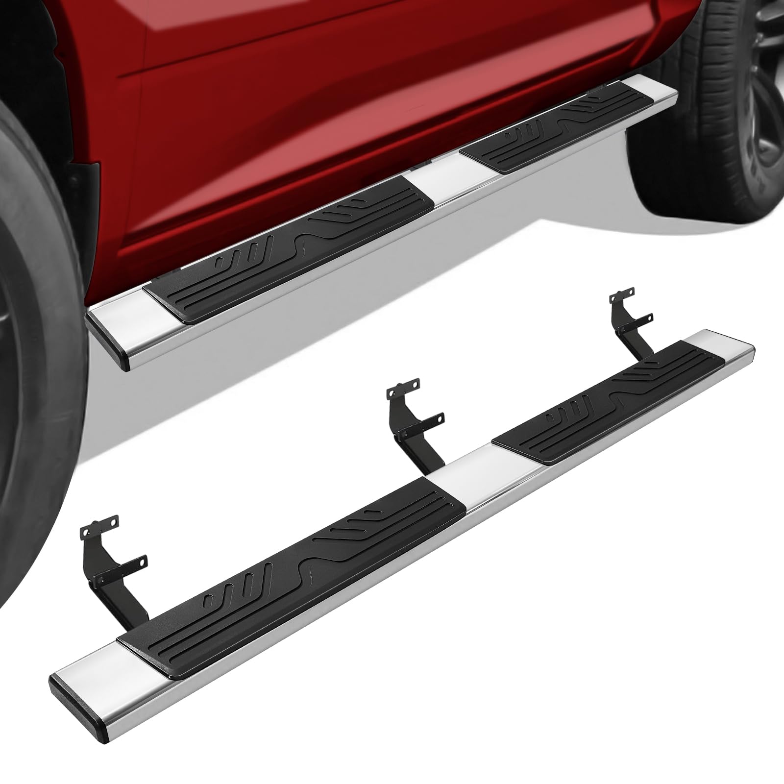 TNMT 6.5  Running Boards for Ford F150 2015-2024 Crew Cab, Side Steps for Truck, Mirror Stainless Steel Nerf Bars, Ridge Pattern