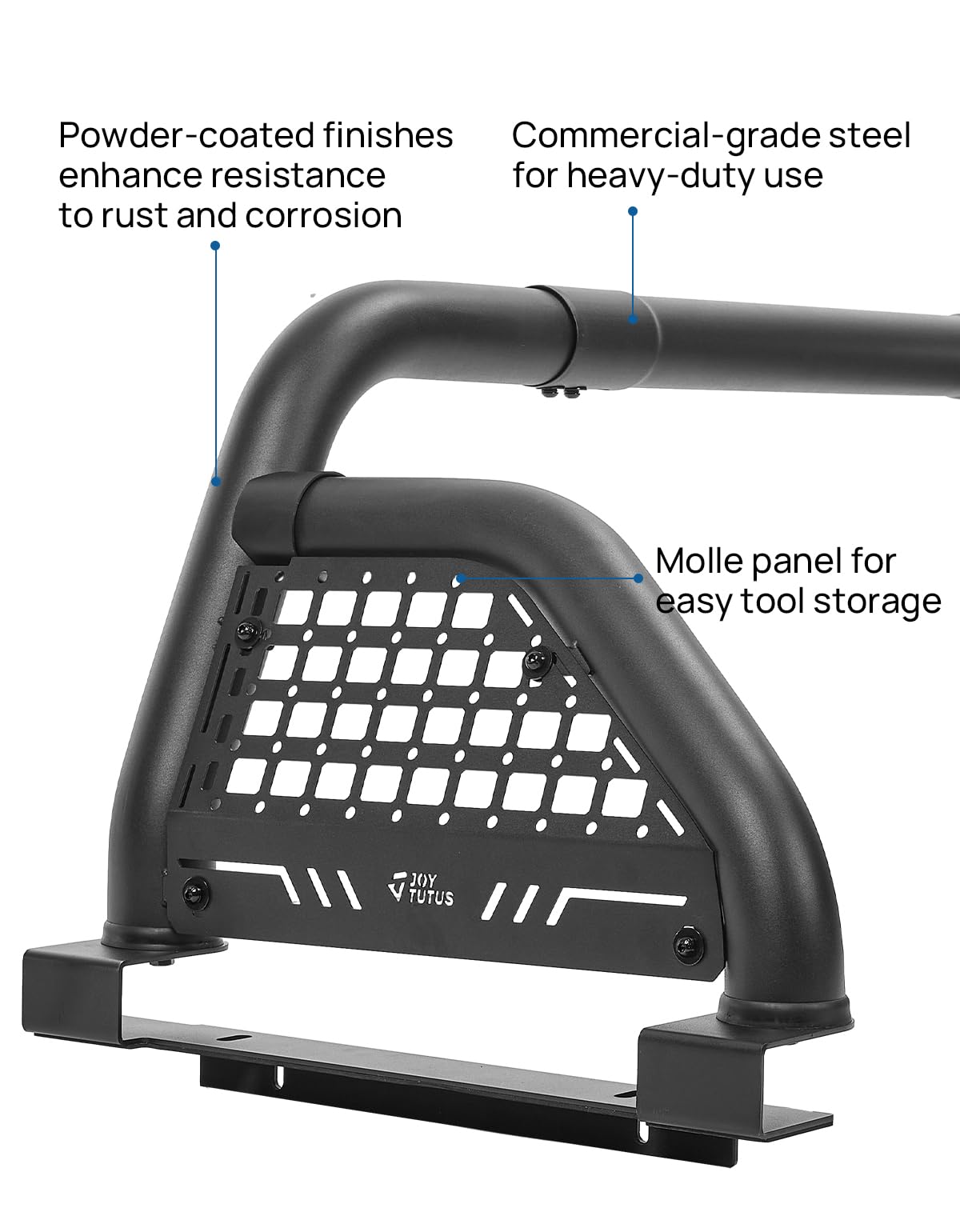 JOYTUTUS Roll Bar for Full-Size Truck Adjustable Chase Rack Pickup Sport Bar Compatible with F150, F250, F350, Silverado, Sierra
