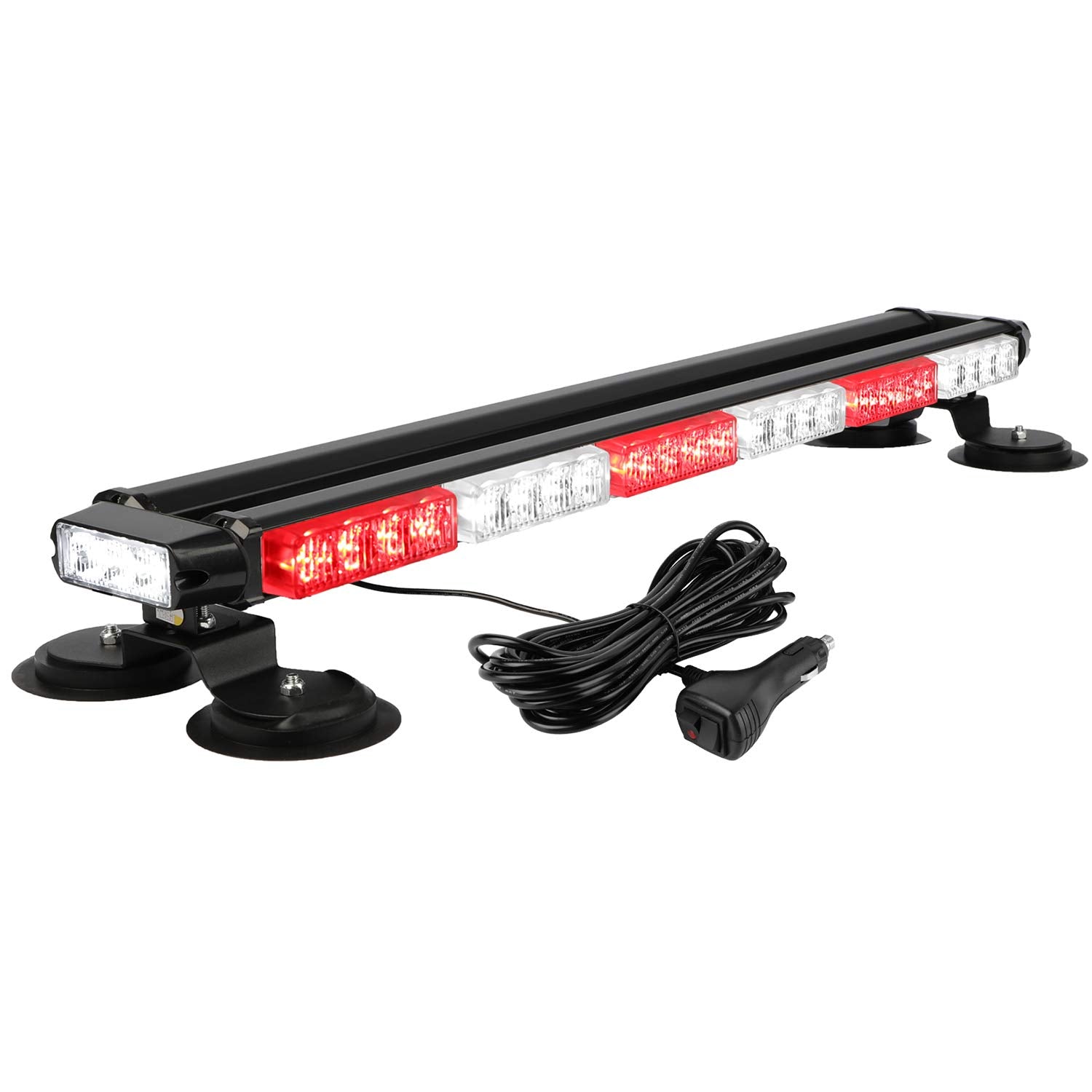 Aspl 29.5 54 Led Strobe Light Bar Double Side Flashing High Intensity Emergency Warning Flash Strobe Light With Magnetic Base For Safety Construction Vehicles Tow Trucks Pickup (Red/White)