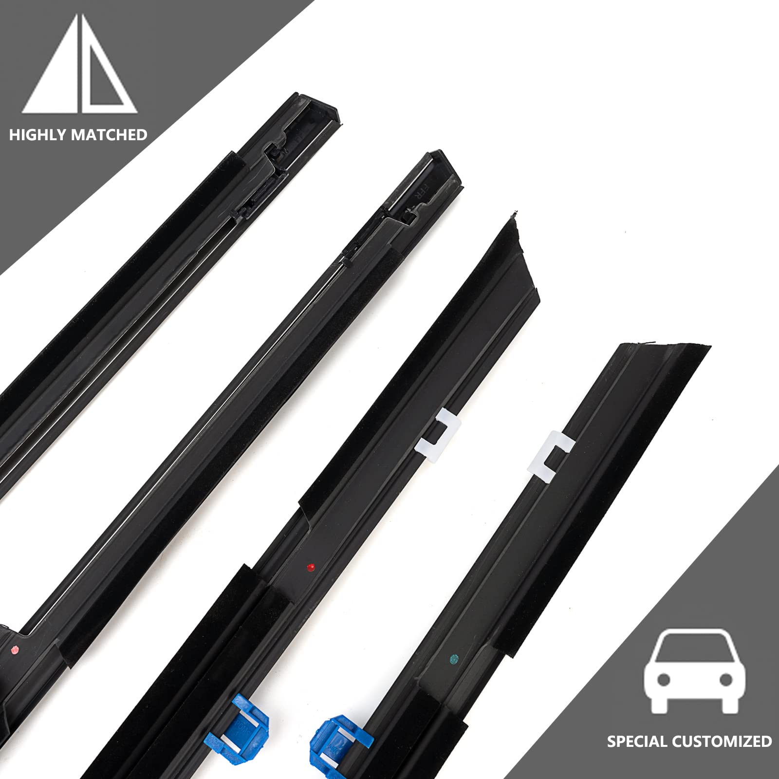 Geataat 4Pcs Weatherstrip Window Moulding Trim Seal Belt Compatible With 2012-2015 Honda Civic Replace# 72410Tr0A01