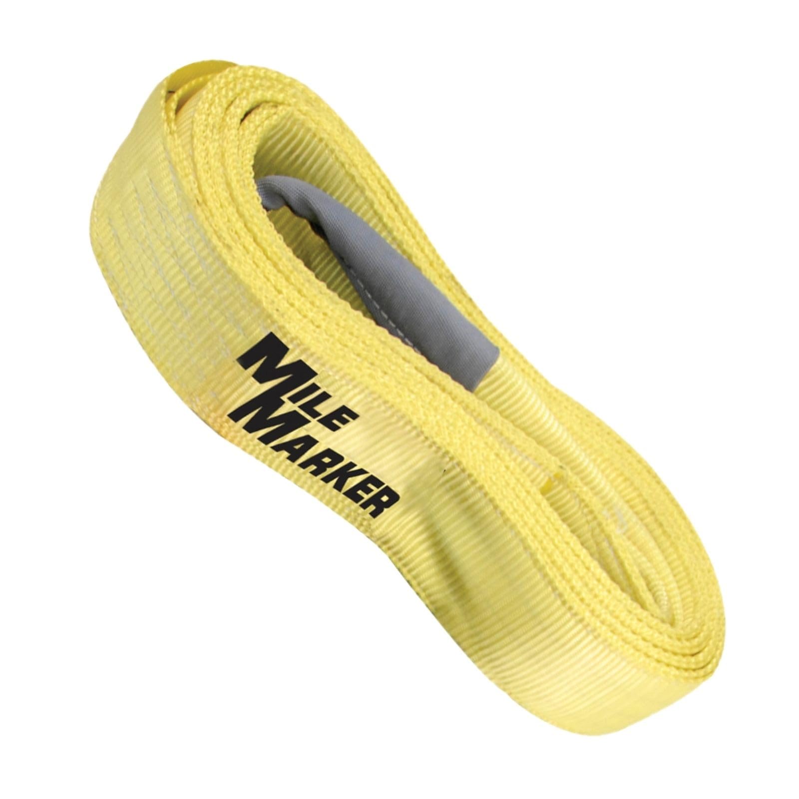 Mile Marker 19315 Single Yellow 3'' X 15' Recovery Strap For Heavy Duty Use - Rated To 30,000 Pound Capacity - Ensures User Safe