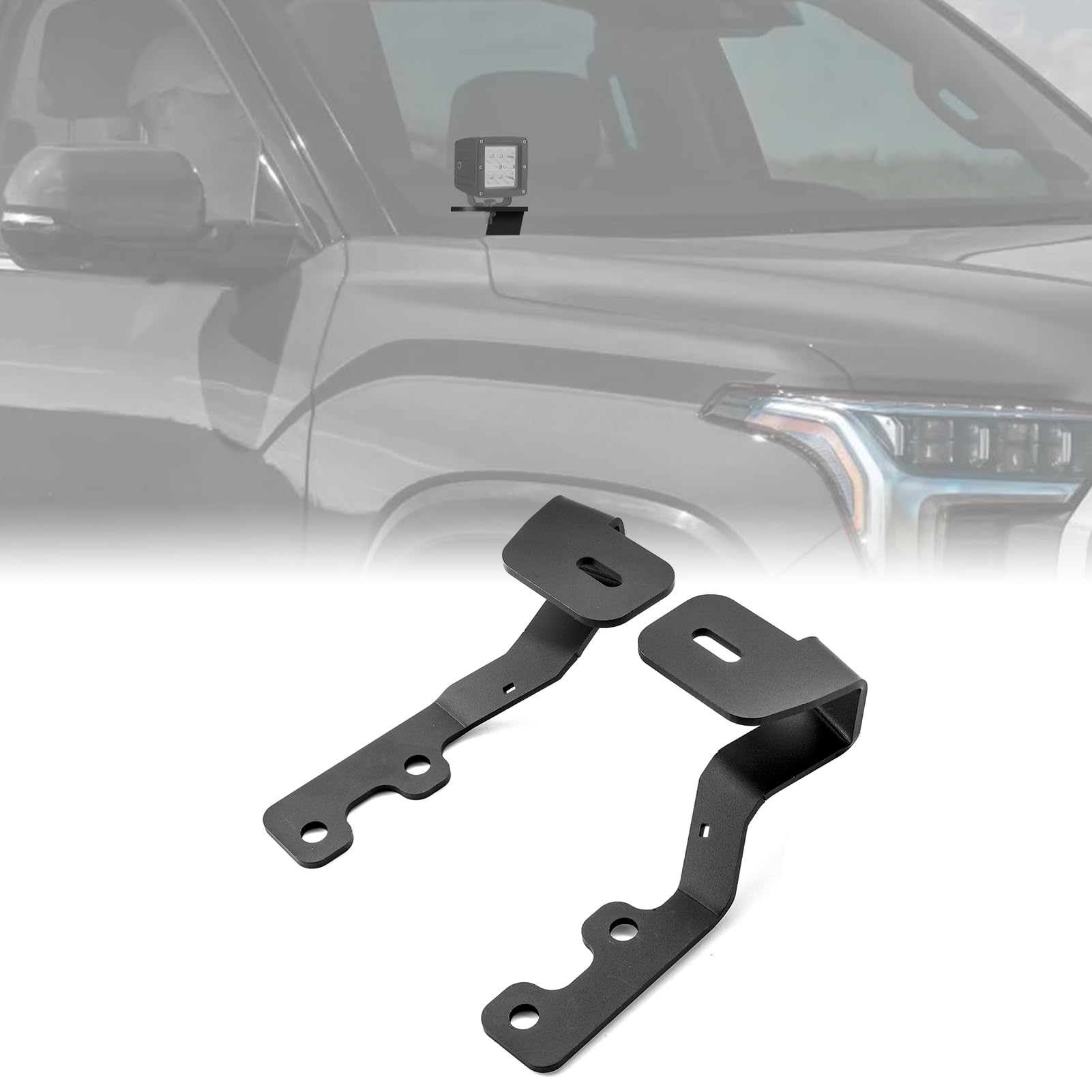 WeiSen Upper Ditch Light Bracket Compatible with Toyota Tundra 2022-2025 Hood Hinge Mount Bracket for Auxiliary Off Road LED Wor