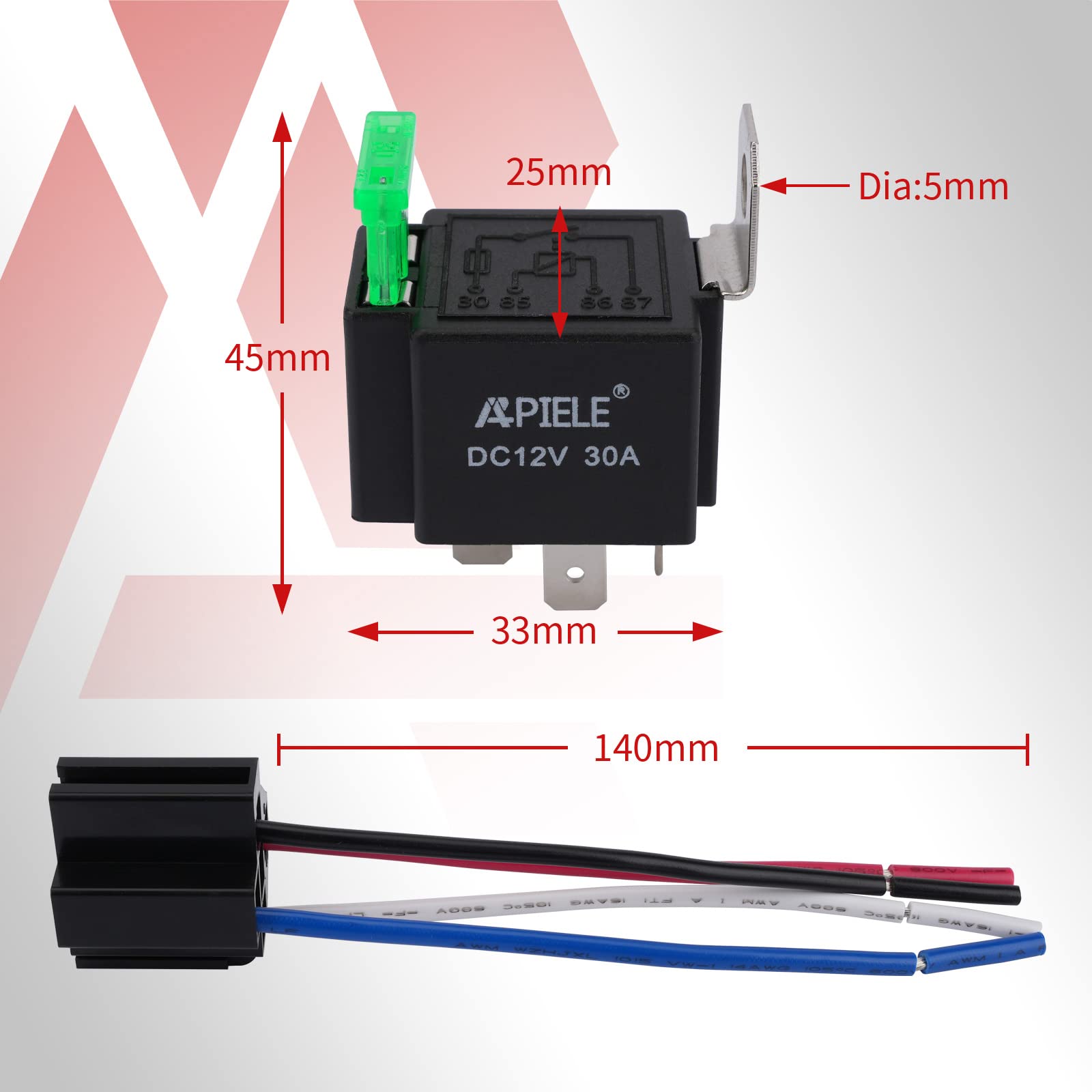 Apiele 4 Pin Relay 12V 40A Relay With 30A Fuse Dc Spst Fused Relay Normally Open 1No With 14 Awg Harness Socket For Car Truck Mo