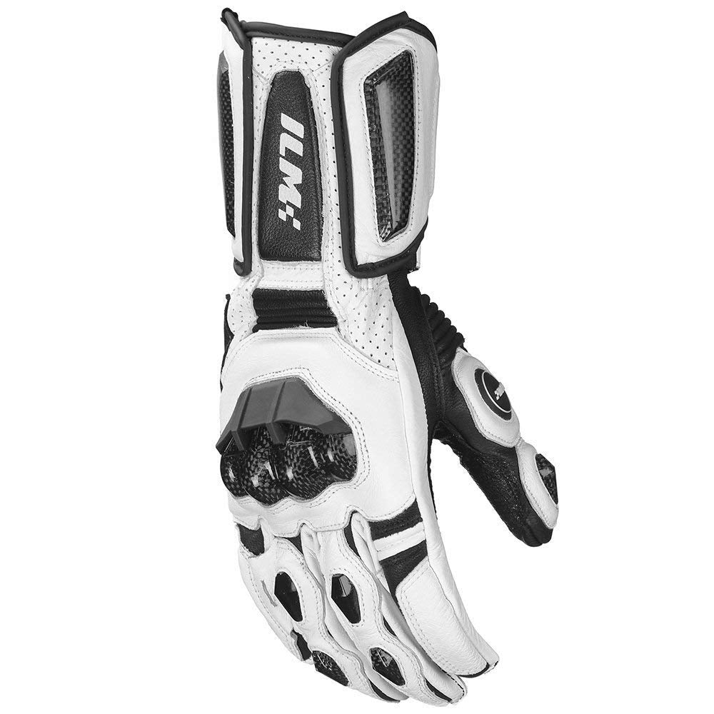 ILM Air Flow Leather Motorcycle Gloves - XXL, White-Long, Model GRC01L for Men & Women - Durable, Comfortable Riding Gear