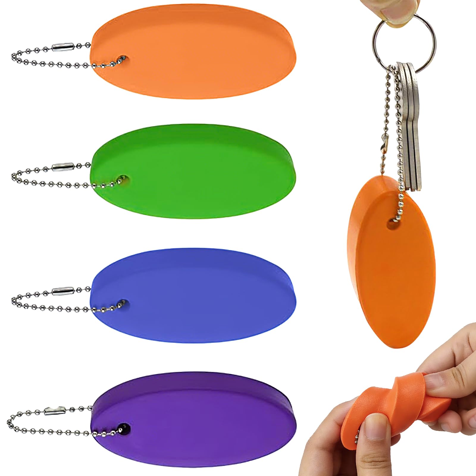 Chedin 4 Pack Floating Keychain for Boat Keys,Waterproof Bright Color Key Floats for Boating, Fishing, Surfing, Kayak & Sailing,