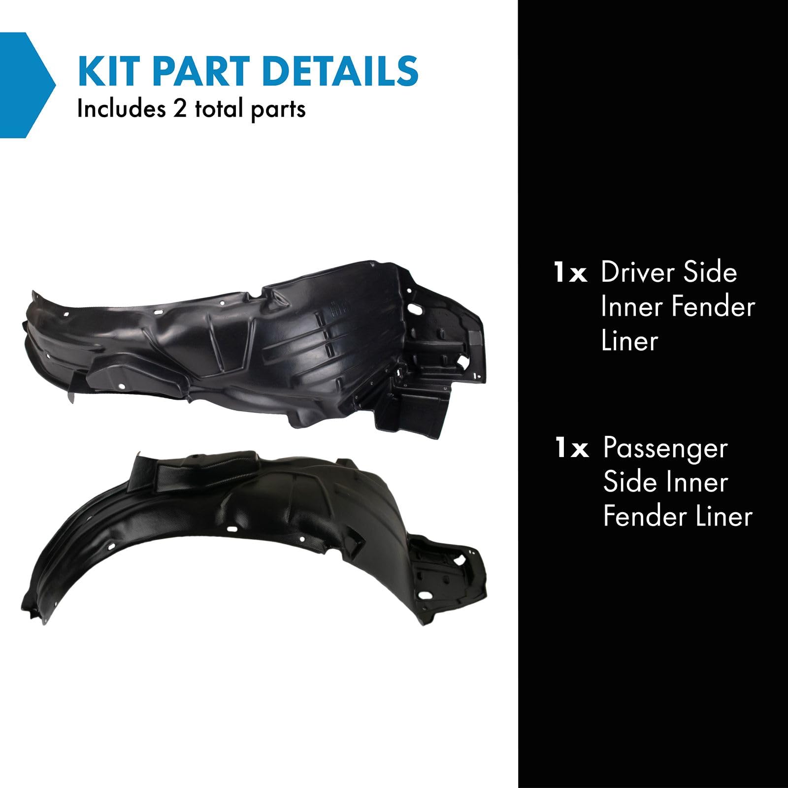 Trq Inner Fender Liner Set Compatible With 2007-2008 Honda Fit Ho1250112 Ho1251112