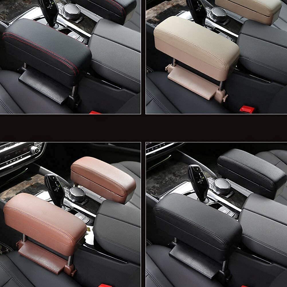 Jeyoda Car Armrest Box Adjustable Pad Refit Car Central Lift Armres Storage Organizer Box Arm Rest(Black White Line)