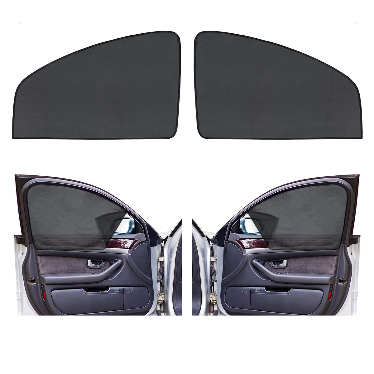 Tallew 2 Pack Magnetic Window Shade for Car Sun Shade Rear Front Side Window Protection for Cars and Trucks Privacy(Gray)