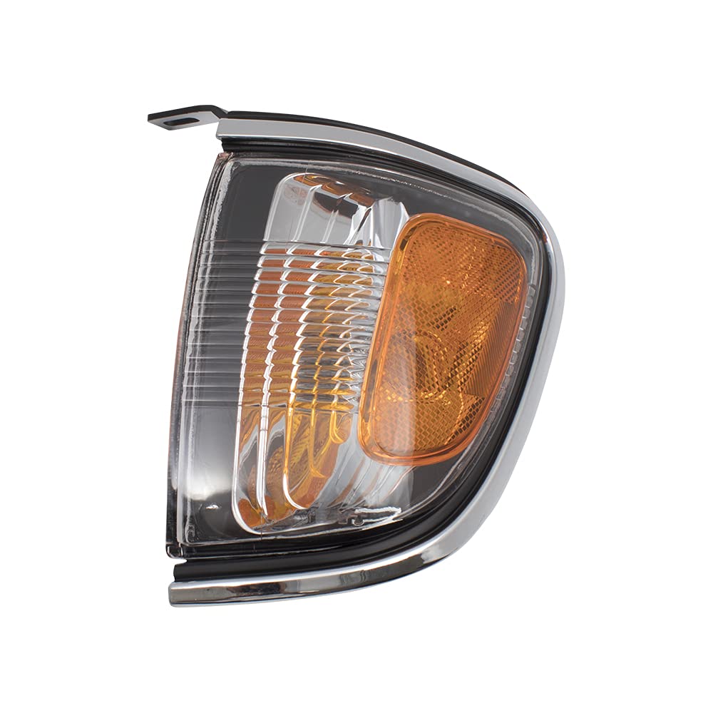 Brock Replacement Drivers Park Signal Corner Marker Light Lamp w/Chrome Trim Compatible with 2001-2004 Tacoma Pickup Truck 8162004080