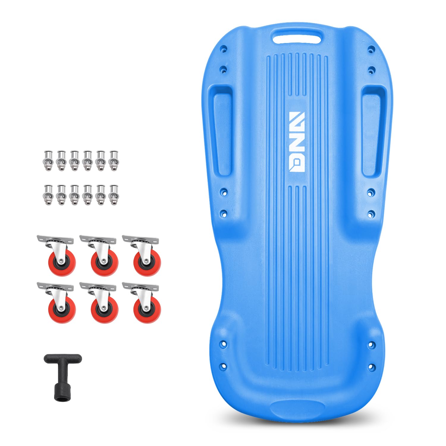 Dna Motoring 38 Inches Low Profile Plastic Rolling Garage Shop Floor Creeper With Side Pockets & 6Pcs Casters, Blue, Tools-00391