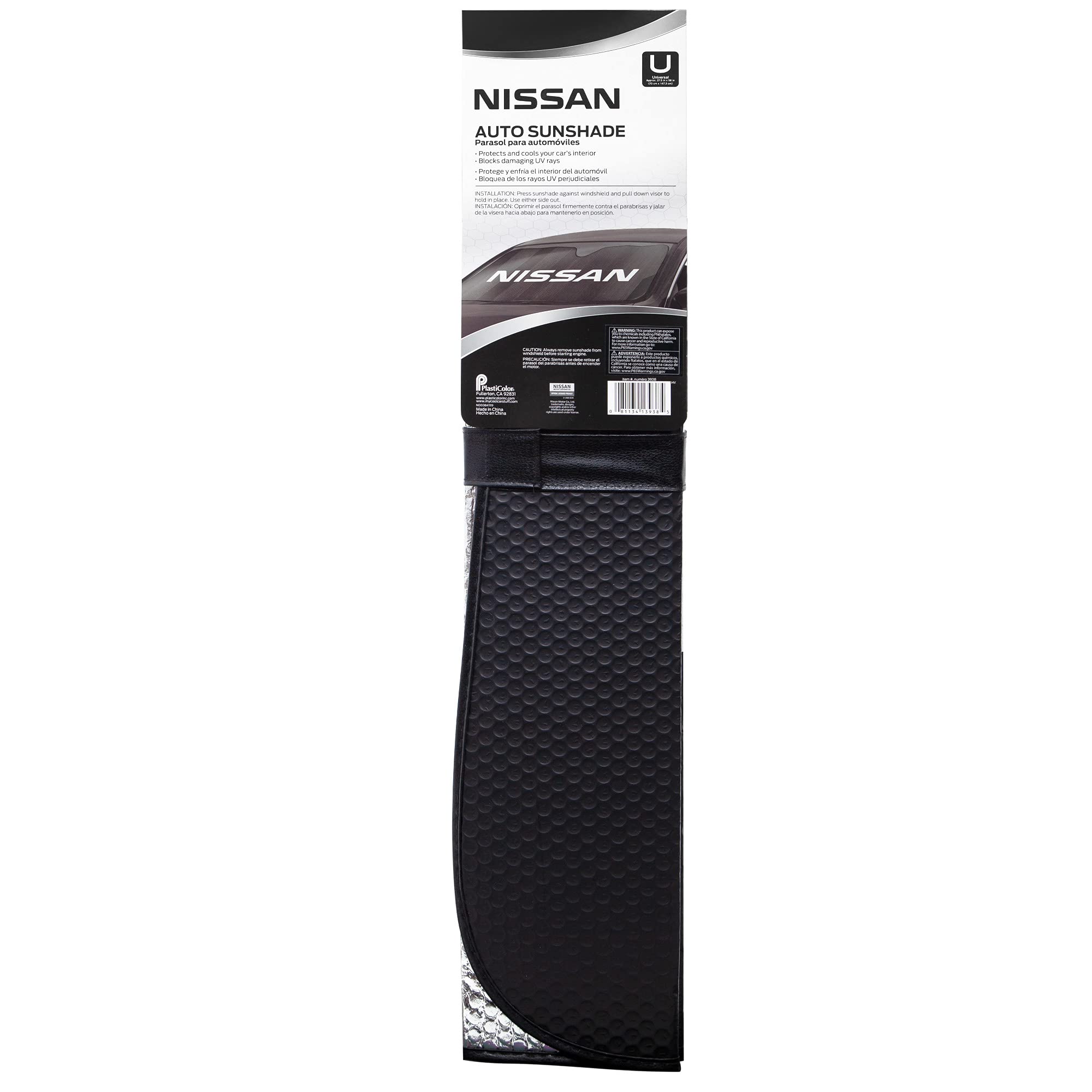 Plasticolor Black Matte Accordion Sunshade for Nissan, Model 003938W01, Durable Plastic Material