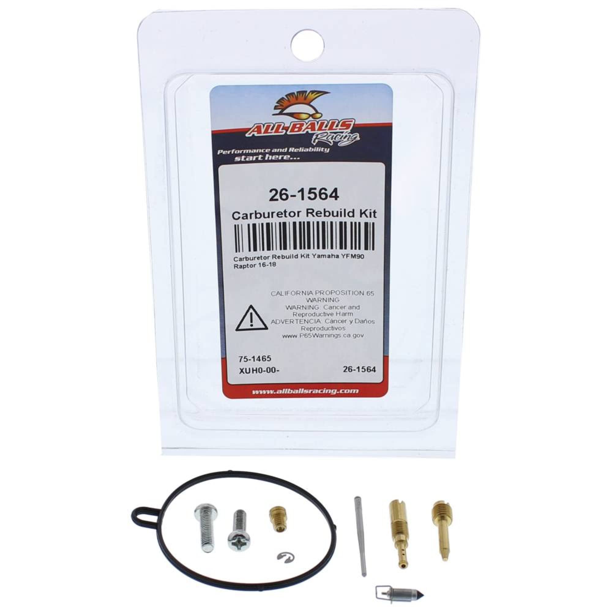 All Balls Racing Carburetor Kit, Complete 26-1564 Compatible With/Replacement For Yamaha Yfm90 Raptor 2016-2018