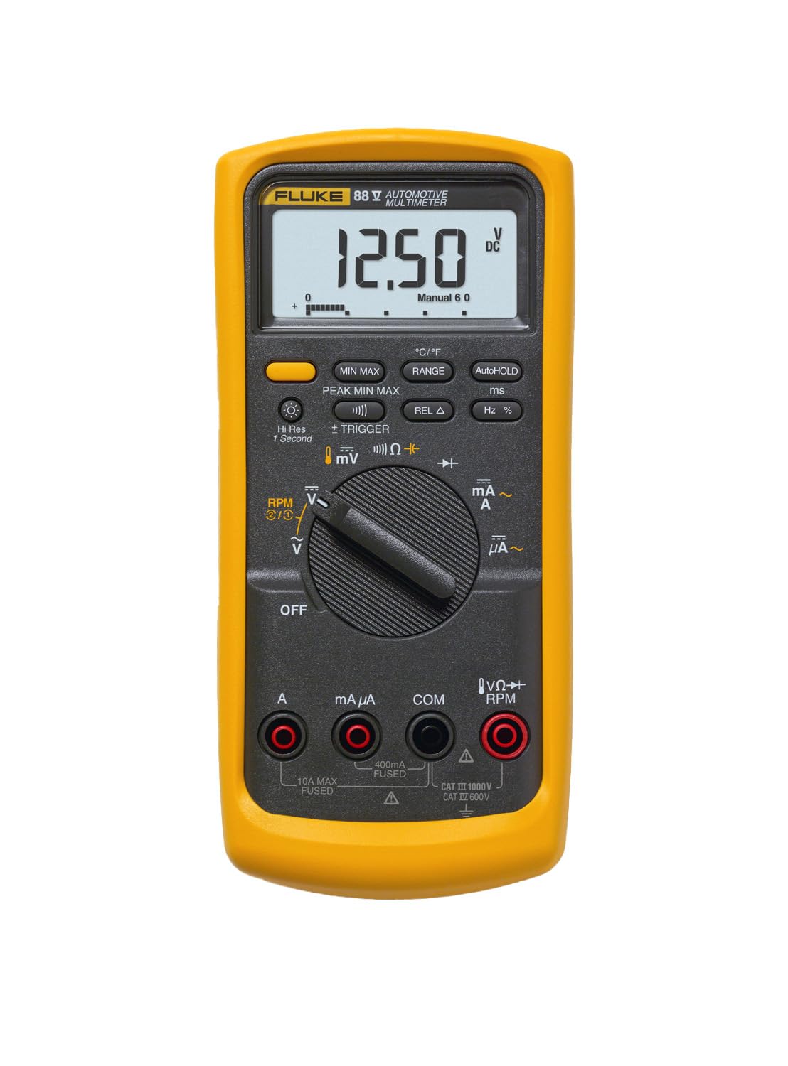 Fluke 88V Deluxe Automotive Multimeter, Troubleshoot Problems on Conventional and Hybrid Vehicles, Measures Pulse Width, and Dut