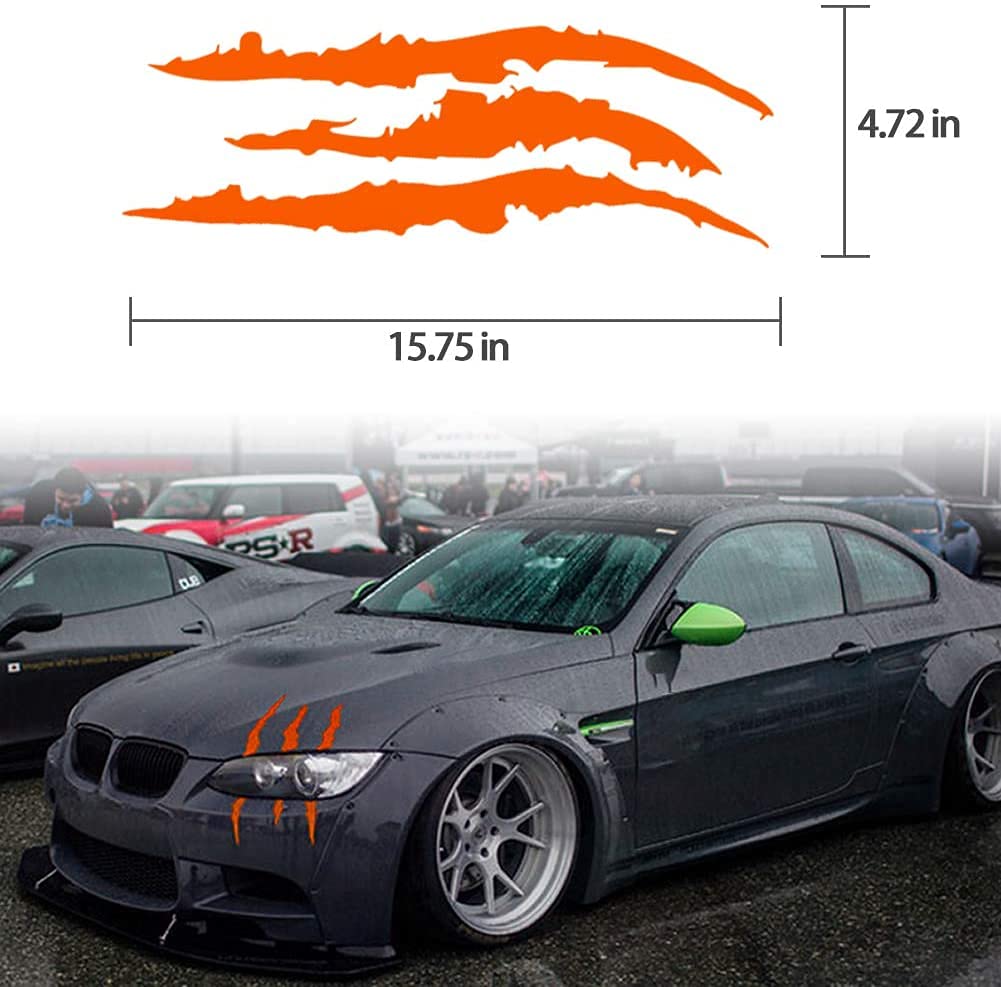 Car Stickers Reflective Monster Claw Scratch Marks Headlight Bumper Sticker Waterproof Decal (Black)