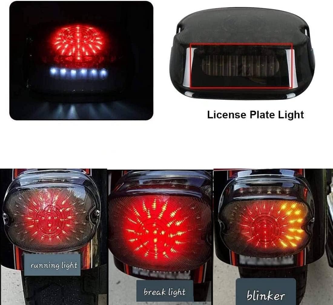 Mzs Motorcycle Tail Light, Led Turn Signal Integrated Brake Taillight Low Profile Smoke Compatible With Sportster Softail Dyna R