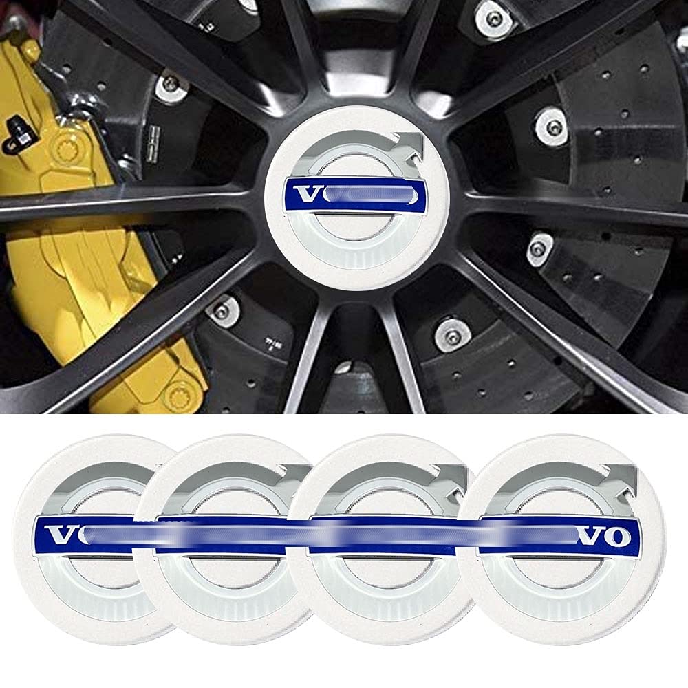 Jd Auto 4Pcs 56Mm 2.2'' Emblem Badge Sticker Wheel Hub Caps Center Cover Abs Material (Fit Vo Silver)