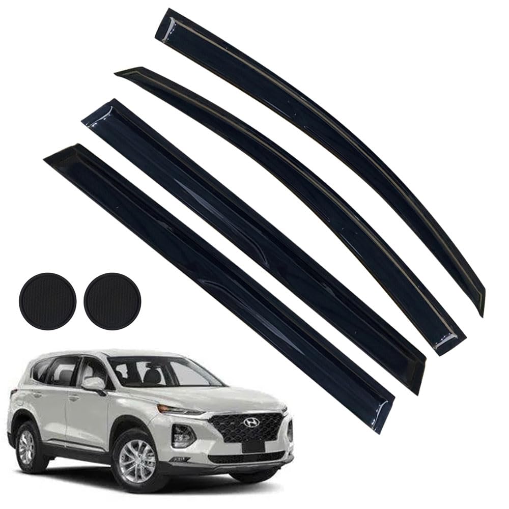 Rain Guards For Hyundai Santa Fe 2019-2023, Tape-On Side Window Deflectors For Hyundai Santa Fe, Window Visors For Hyundai Cars,