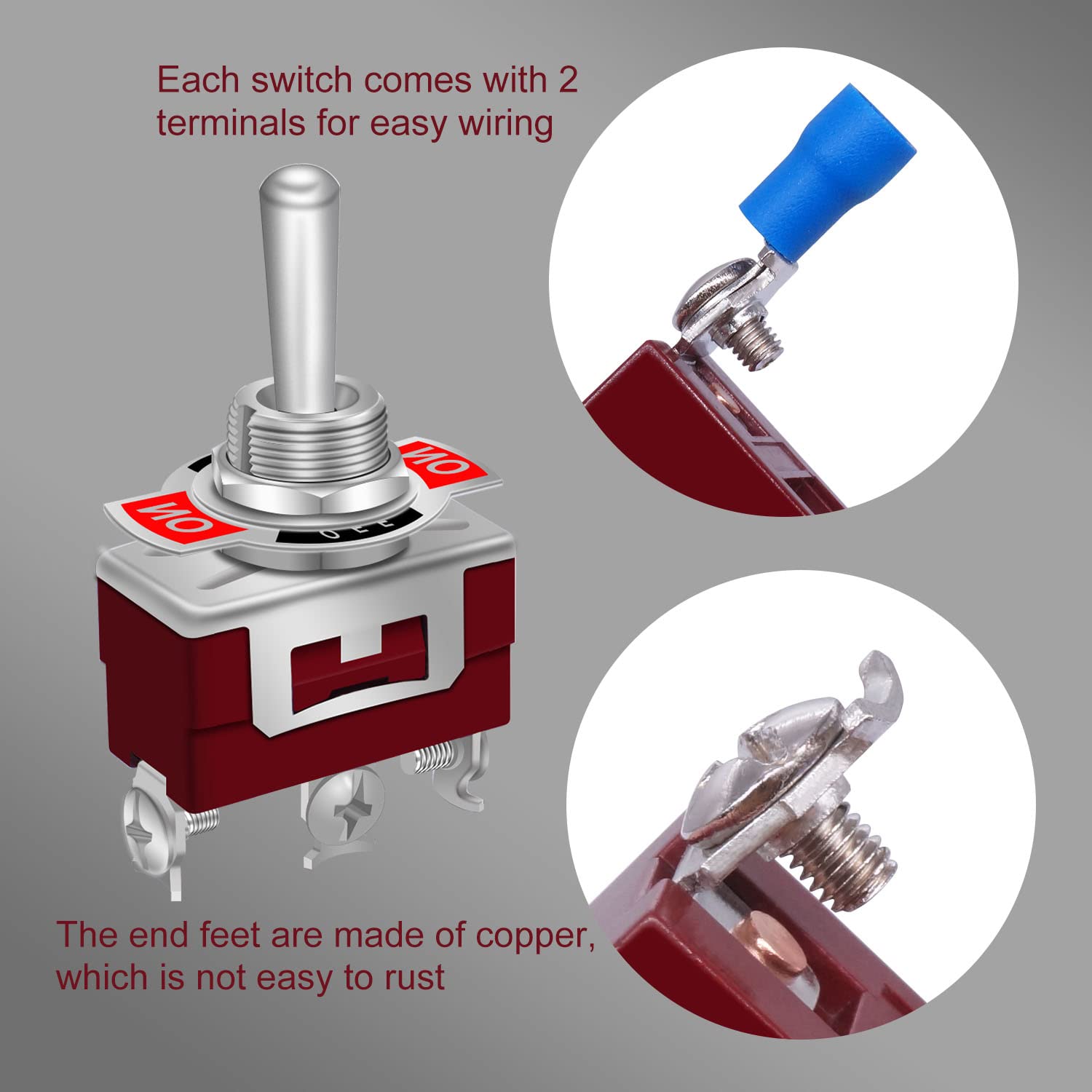 Weideer 2Pcs Toggle Switch 12V 30A On/Off/On 3 Pin 3 Position Spdt Waterproof Switch With Waterproof Cap Terminals For Auto Car