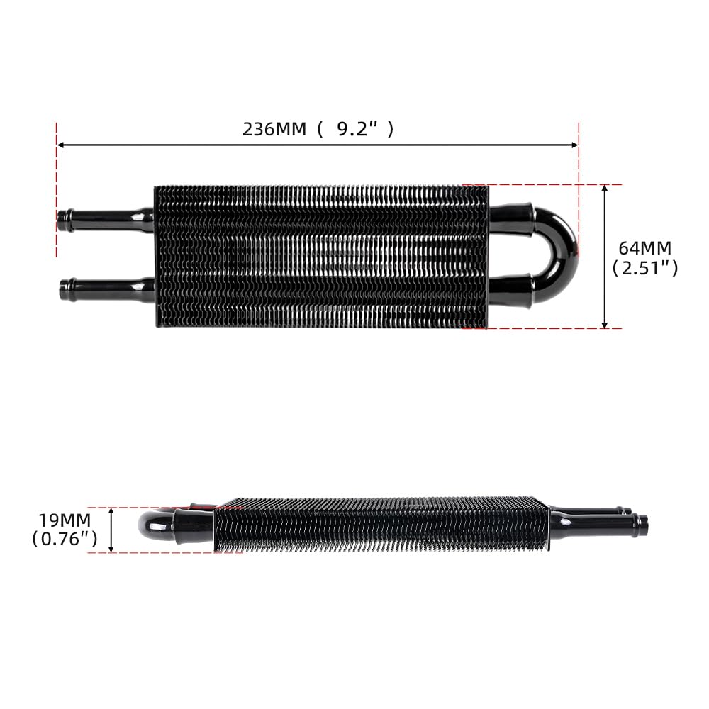 Bartoo Universal 5/16'' Transmission Oil Cooler Kit, Aluminium Alloy 2 Pass Tube And Fin Oil Cooler Kit (Black)
