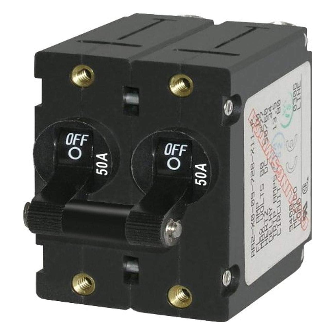 Blue Sea Systems 7241 A-Series Black Toggle Circuit Breaker - Double Pole 50A