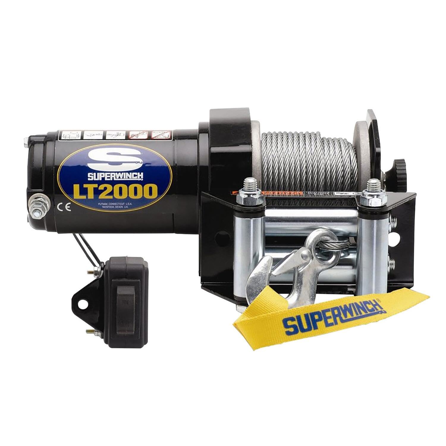 Superwinch 1120210 LT2000 12V DC Electric Winch 2,000lb(907kg) Single Line Pull with Roller Fairlead 5/16in. x 50ft. Steel Wire 