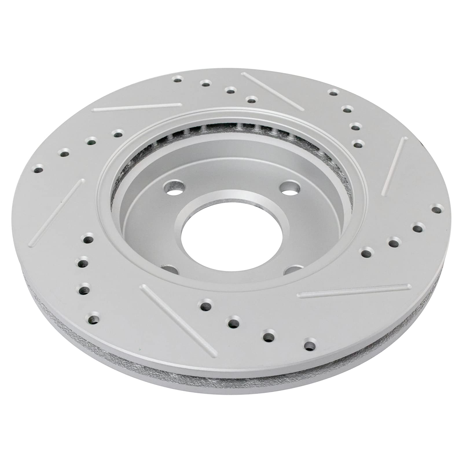 Trq Front Performance Brake Rotors Set Premium G-Coated Cross Drilled & Slotted Compatible With 2000-2004 Ford Focus
