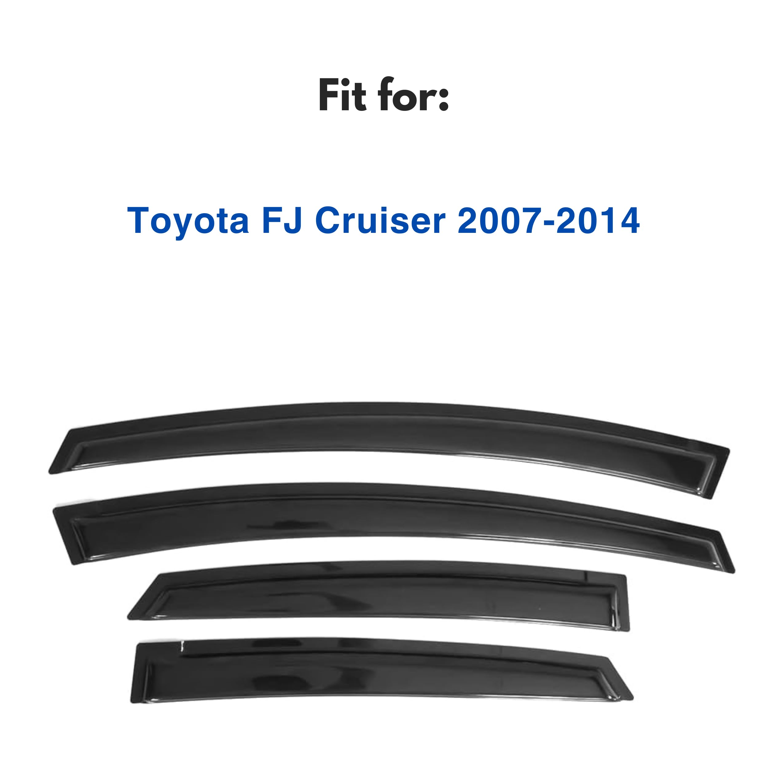 Ig Window Visor For Toyota Fj Cruiser 2007-2014, Rain Guard Tape-On Extra Durable Sun Wind Side Vent Window Deflector, 2007 2008